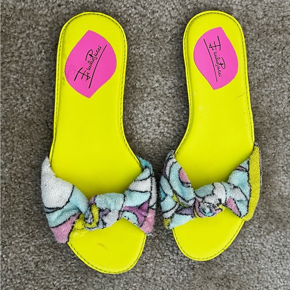 Emilio Pucci Slides- US 5.5 / EU 36 - yellow leather with terry cloth tie - Picture 1 of 6